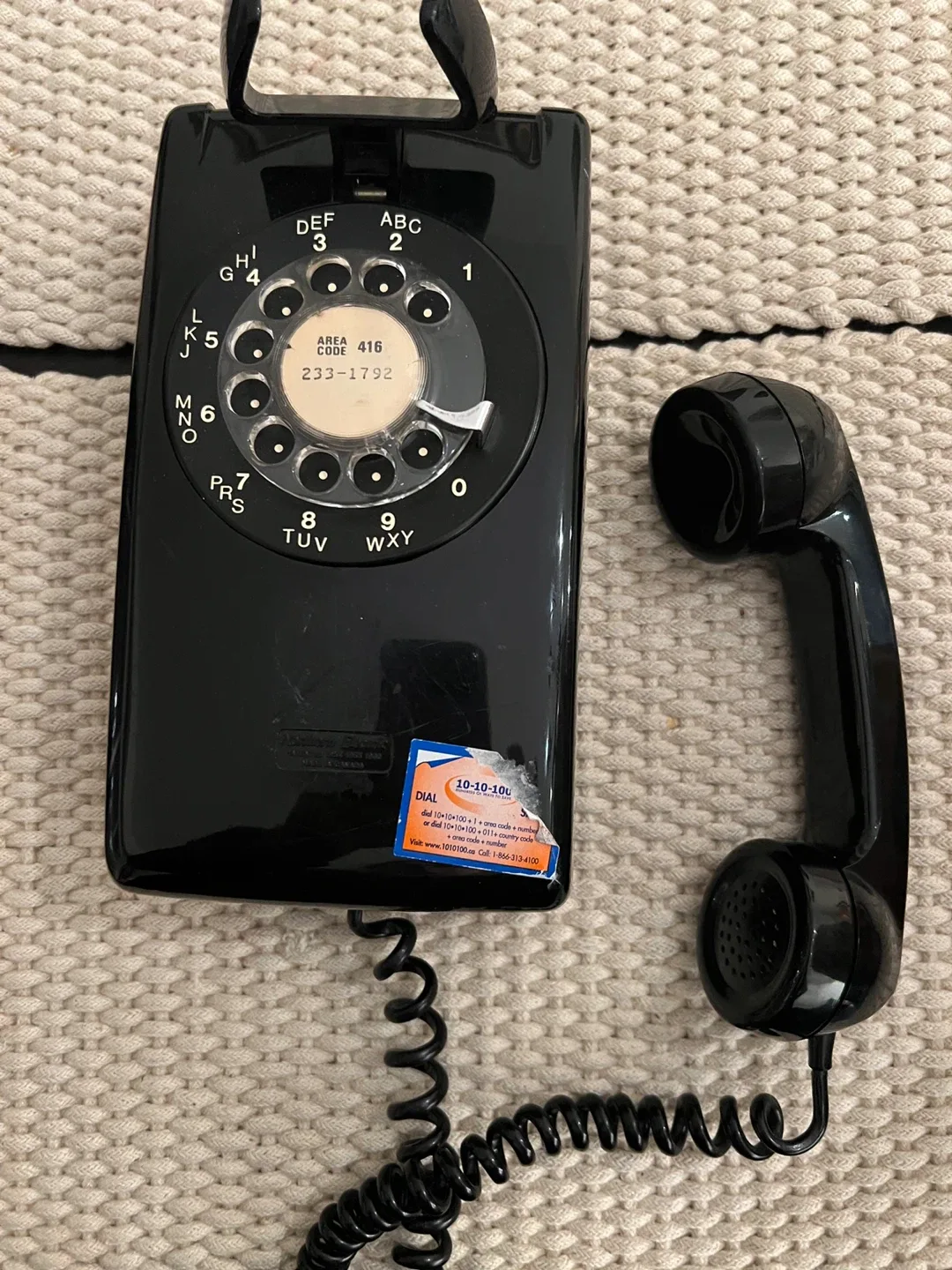 Vintage Black Rotary Dial Wall Phone
