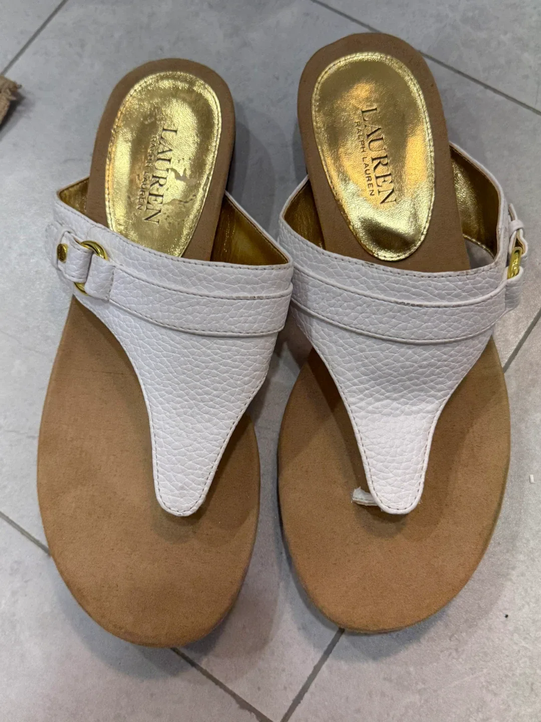 Ralph Lauren White Thong Sandals image indicator(3)