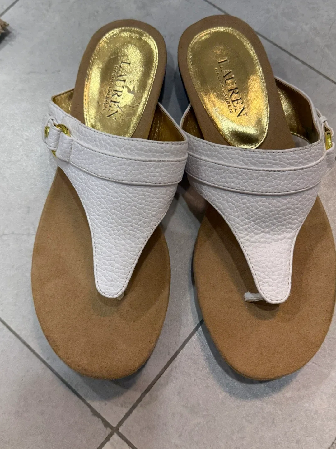 Ralph Lauren White Thong Sandals image indicator(2)