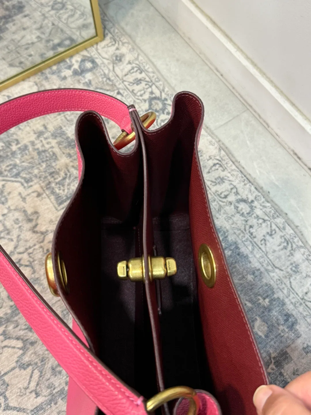 Coach Pink Leather Bucket Bag image indicator(5)