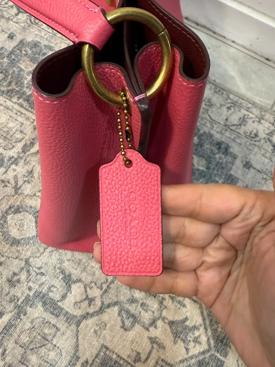 Coach Pink Leather Bucket Bag image indicator(4)