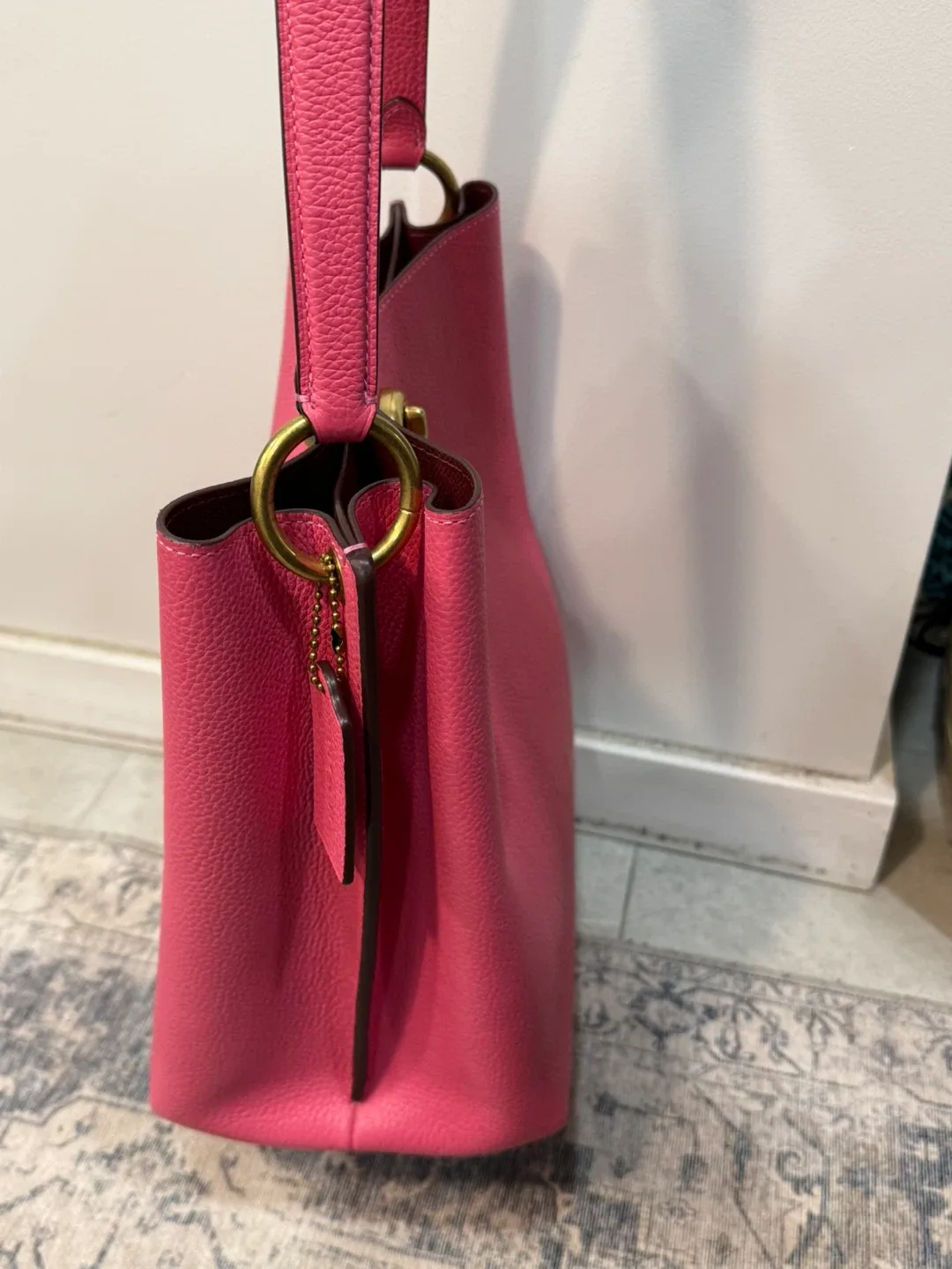 Coach Pink Leather Bucket Bag image indicator(2)