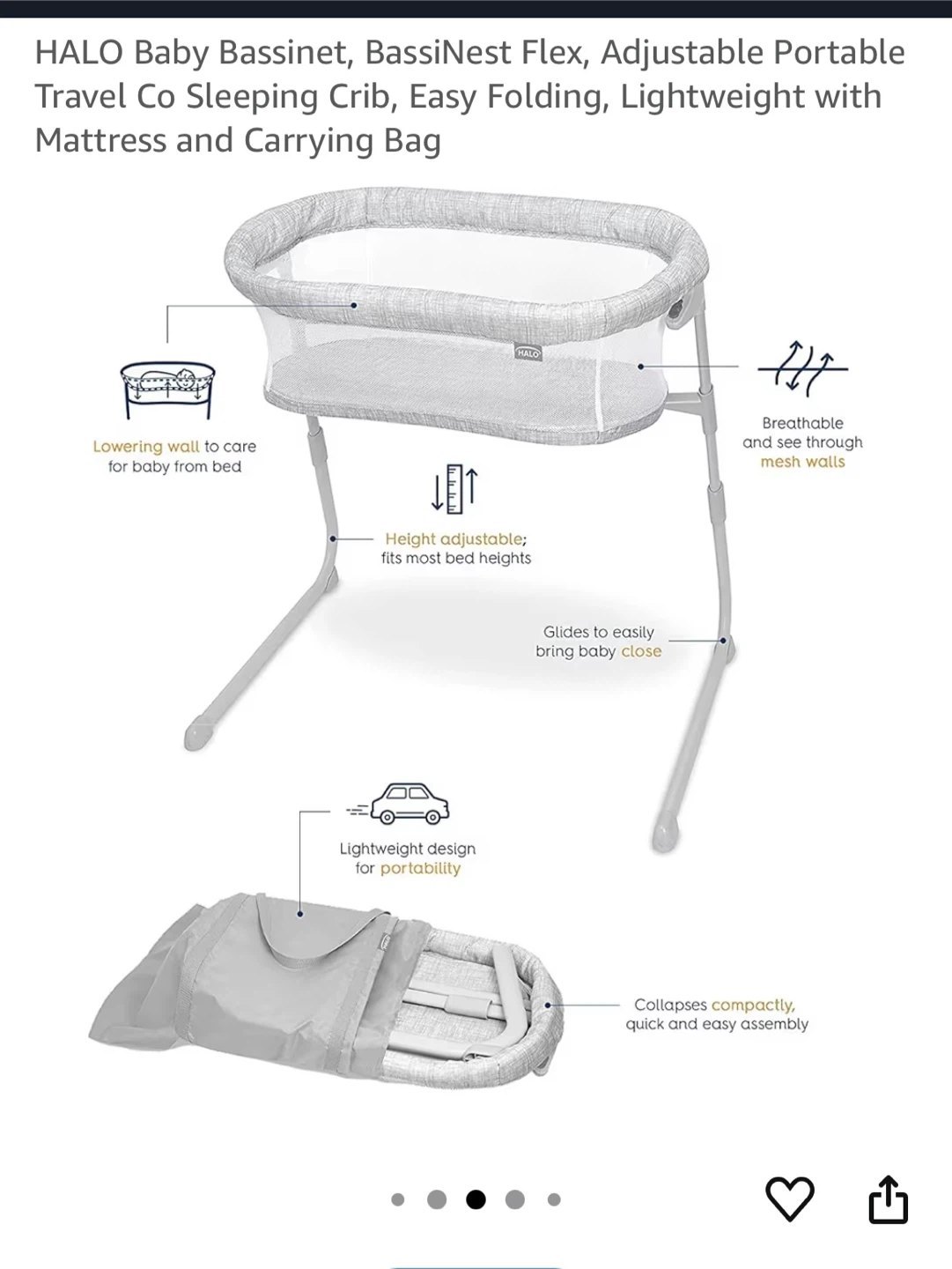 HALO BassiNest Flex Portable Co Sleeping Crib - photo 2