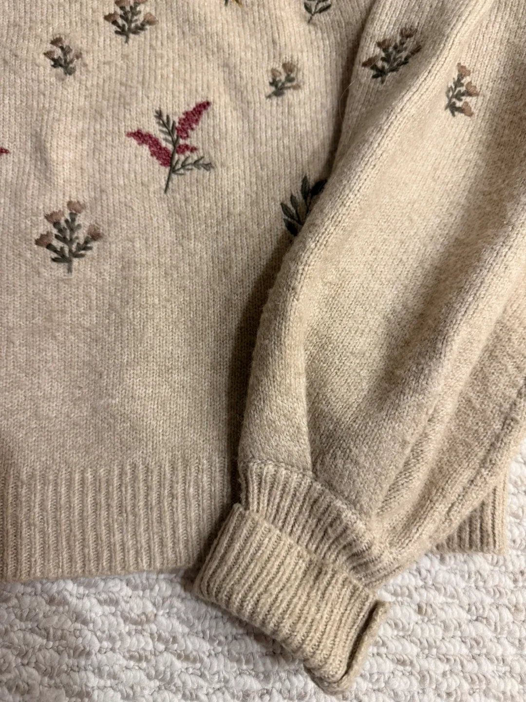 Oak + Fort Floral Embroidered Sweater - Size XS image indicator(3)