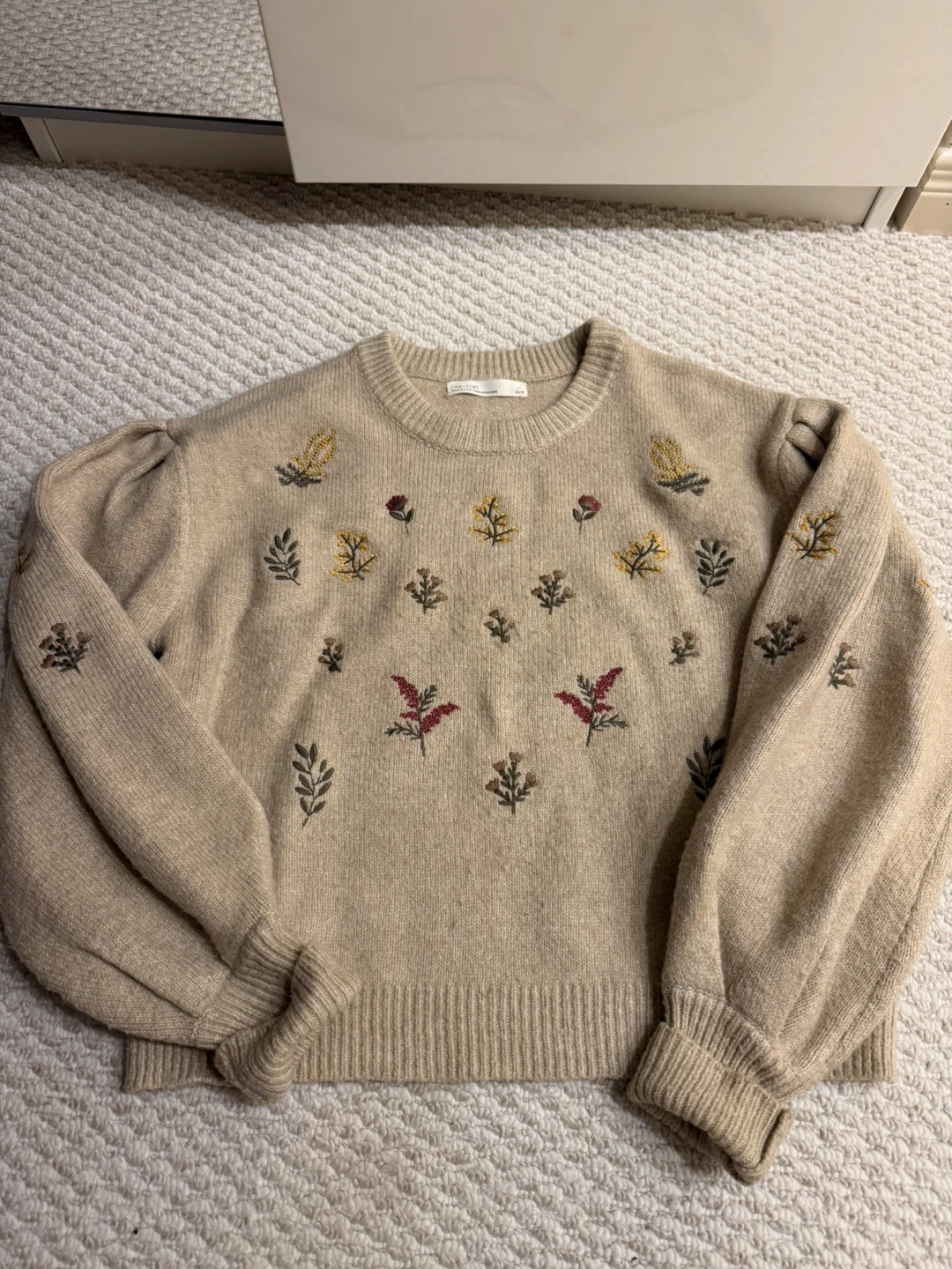 Oak + Fort Floral Embroidered Sweater - Size XS