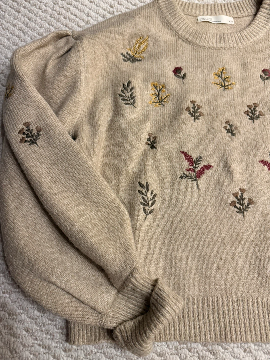 Oak + Fort Floral Embroidered Sweater - Size XS - photo 2