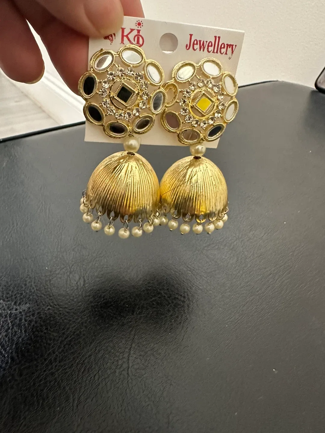 Gold Jhumka Earrings - New image indicator(2)