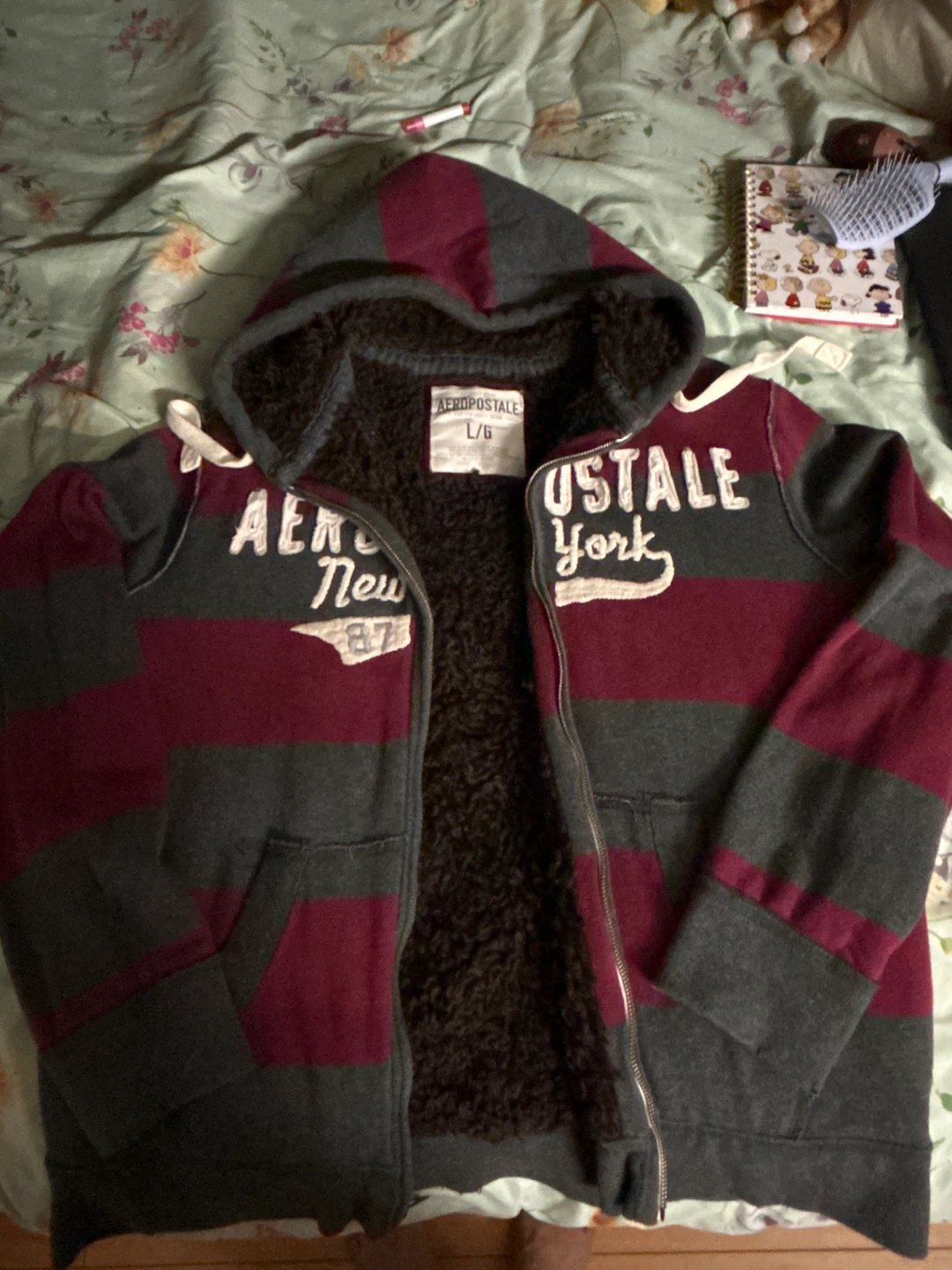 Aeropostale L/G Hoodie - Burgundy & Grey