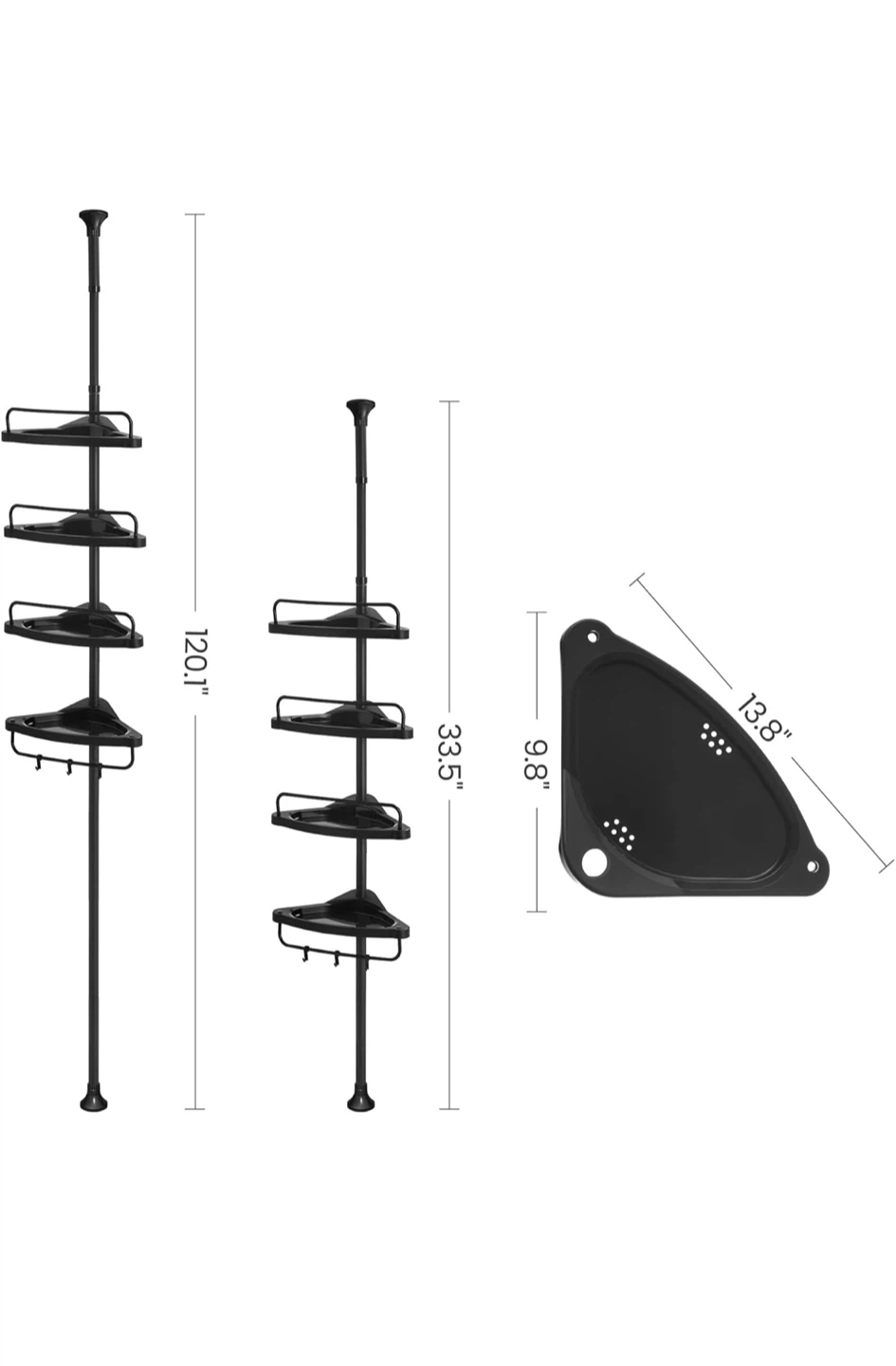 Corner Shower Shelf Caddy Pole, Adjustable - photo 2