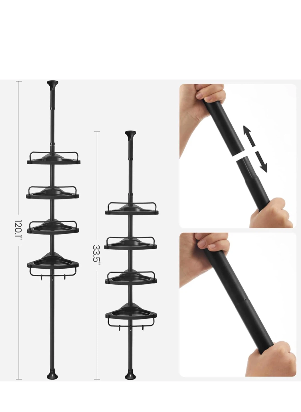 Corner Shower Shelf Caddy Pole, Adjustable - photo 3