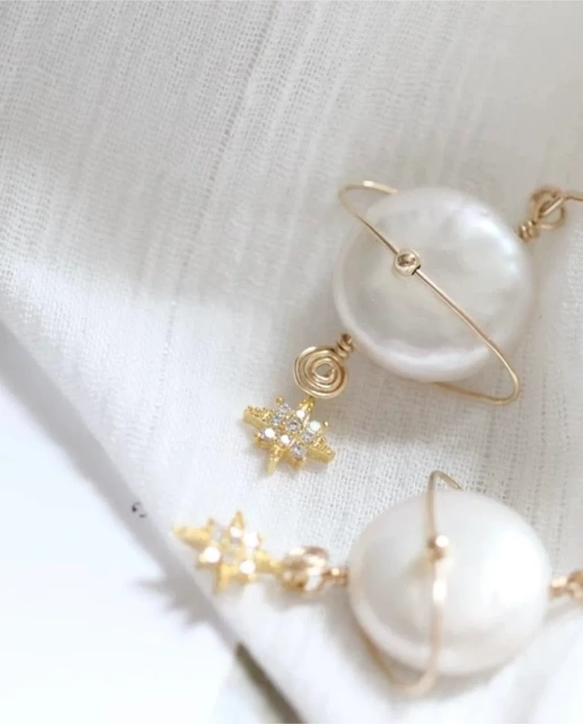 $13 Pearl Drop Earrings with Star Charm thumbnail