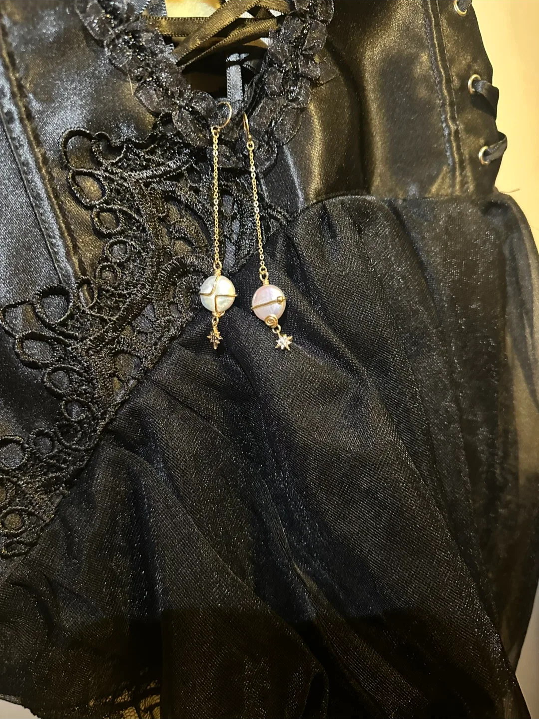 $13 Pearl Drop Earrings with Star Charm image indicator(3)