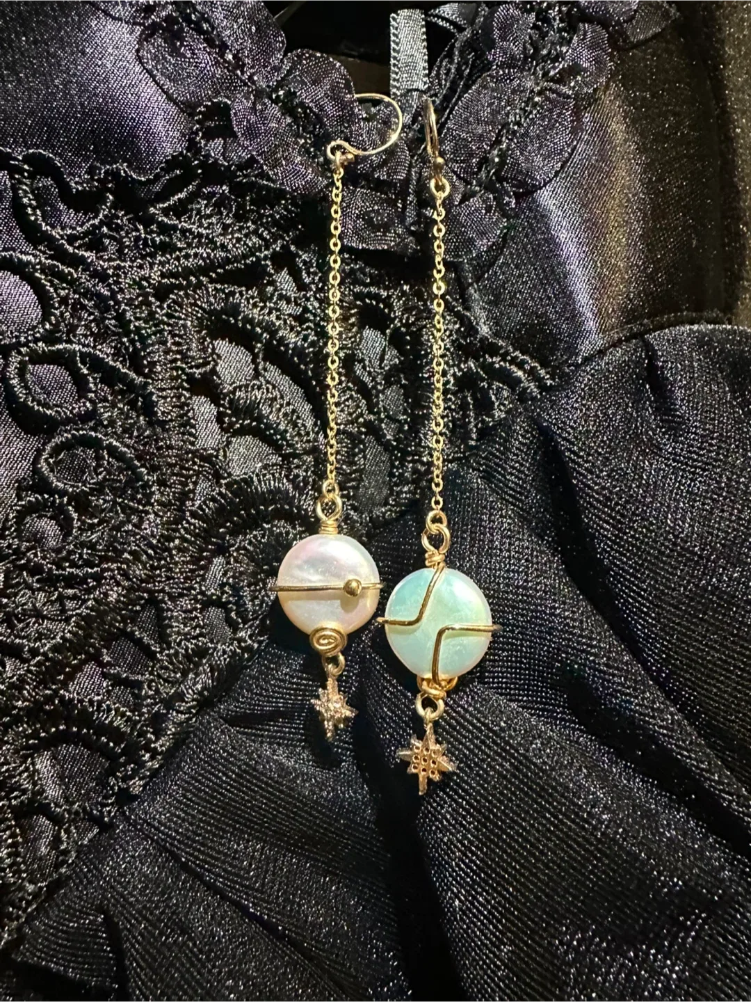 $13 Pearl Drop Earrings with Star Charm image indicator(2)