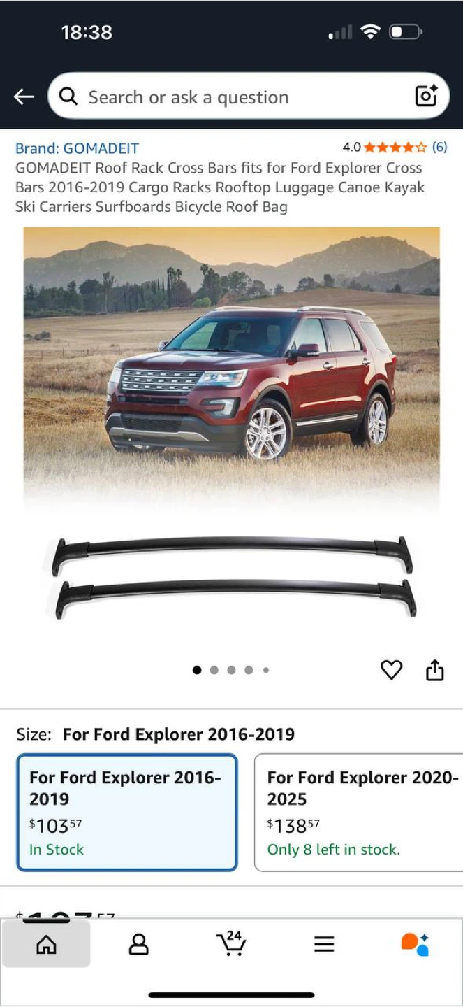 GOMADEIT Roof Rack Cross Bars for Ford Explorer (2016–2019