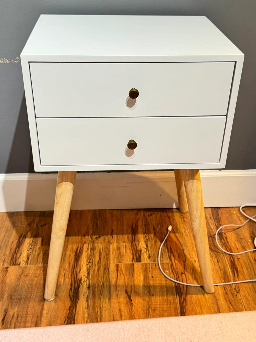 White 2-Drawer Nightstand