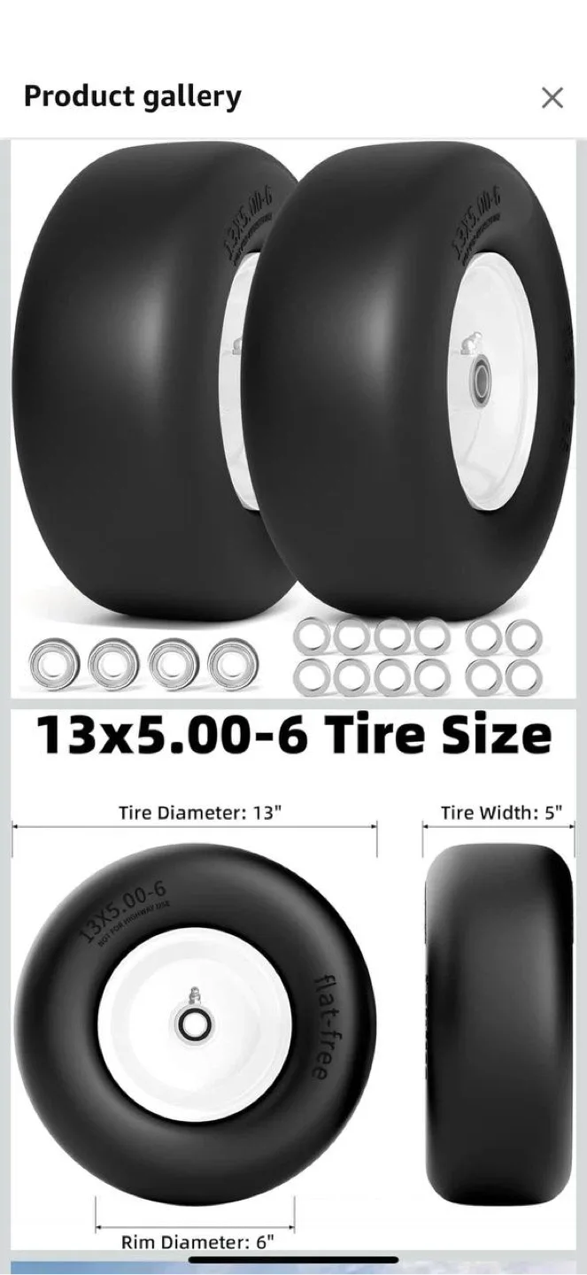 RONPOW 13x5.00-6 Flat Free Tires (Black) – Set of 2 image indicator(2)