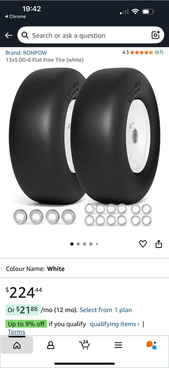 RONPOW 13x5.00-6 Flat Free Tires (Black) – Set of 2 thumbnail