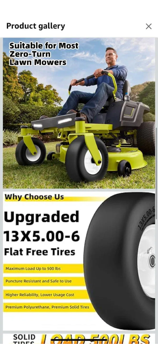 RONPOW 13x5.00-6 Flat Free Tires (Black) – Set of 2 image indicator(3)