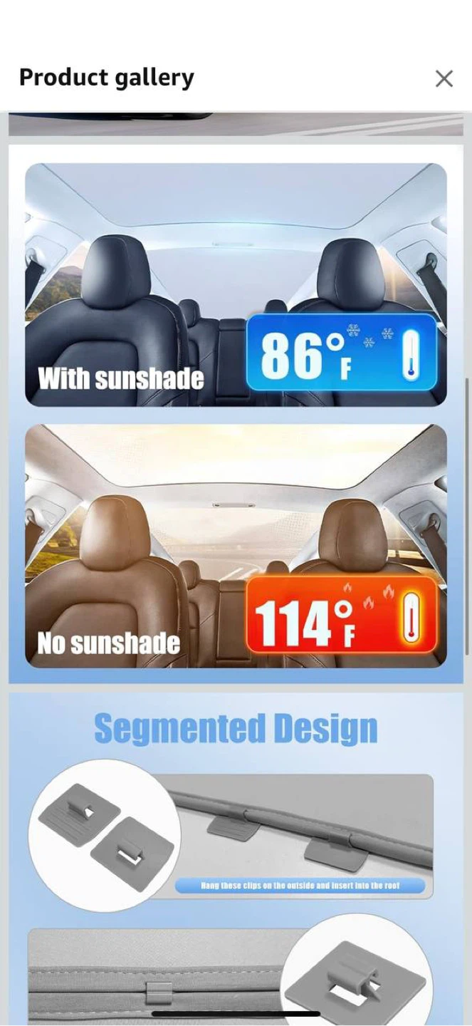 MIRAIDON 2025 Upgrade Roof Sunshade for Tesla Model Y (grey) - photo 4