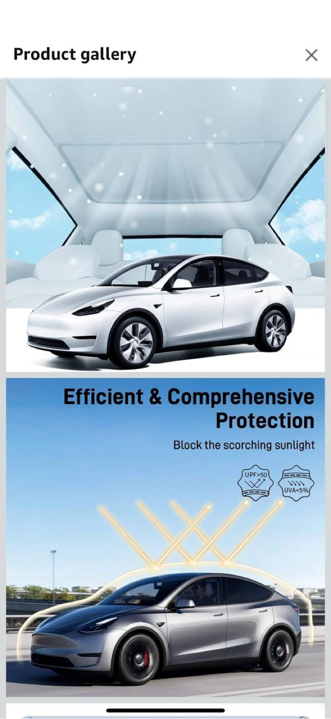 MIRAIDON 2025 Upgrade Roof Sunshade for Tesla Model Y (grey) - photo 5