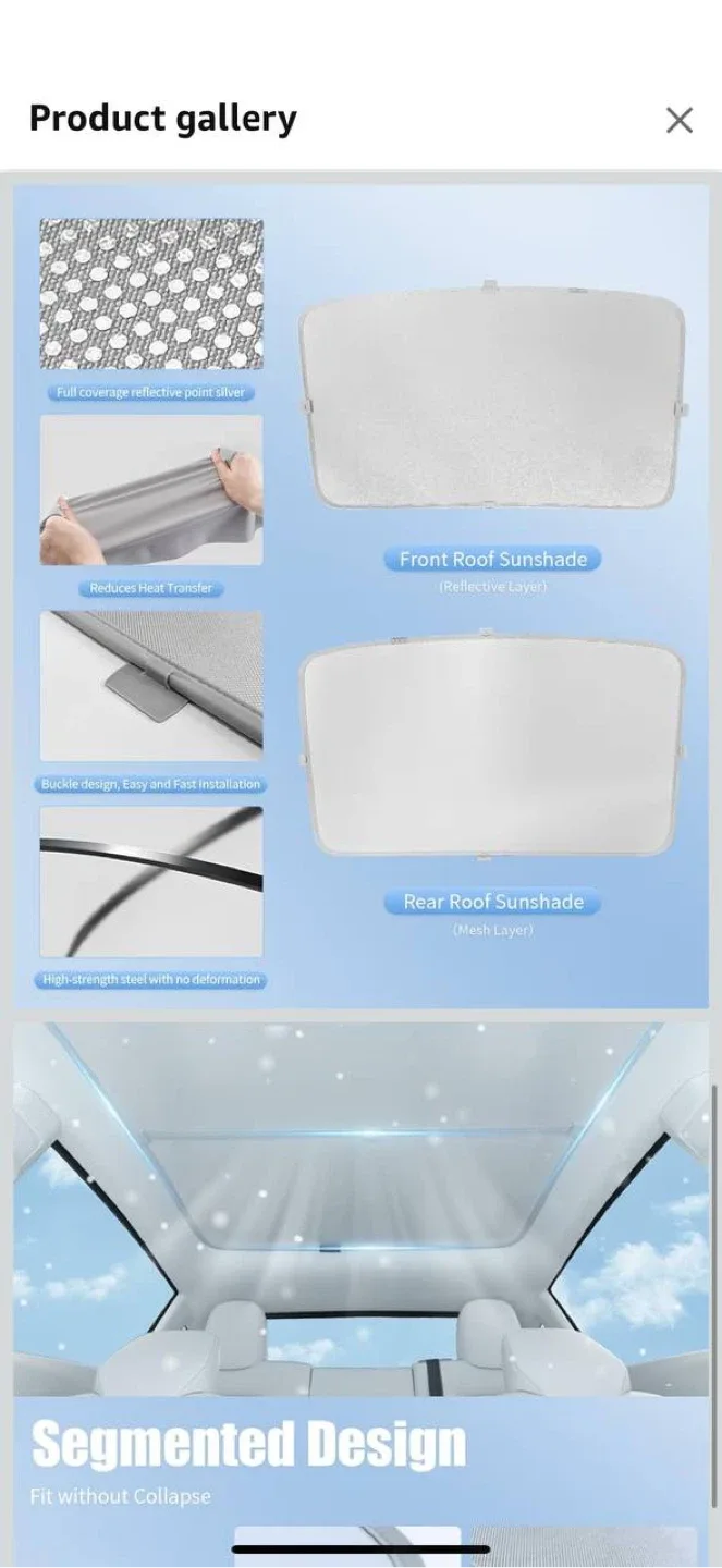 MIRAIDON 2025 Upgrade Roof Sunshade for Tesla Model Y (grey) image indicator(2)