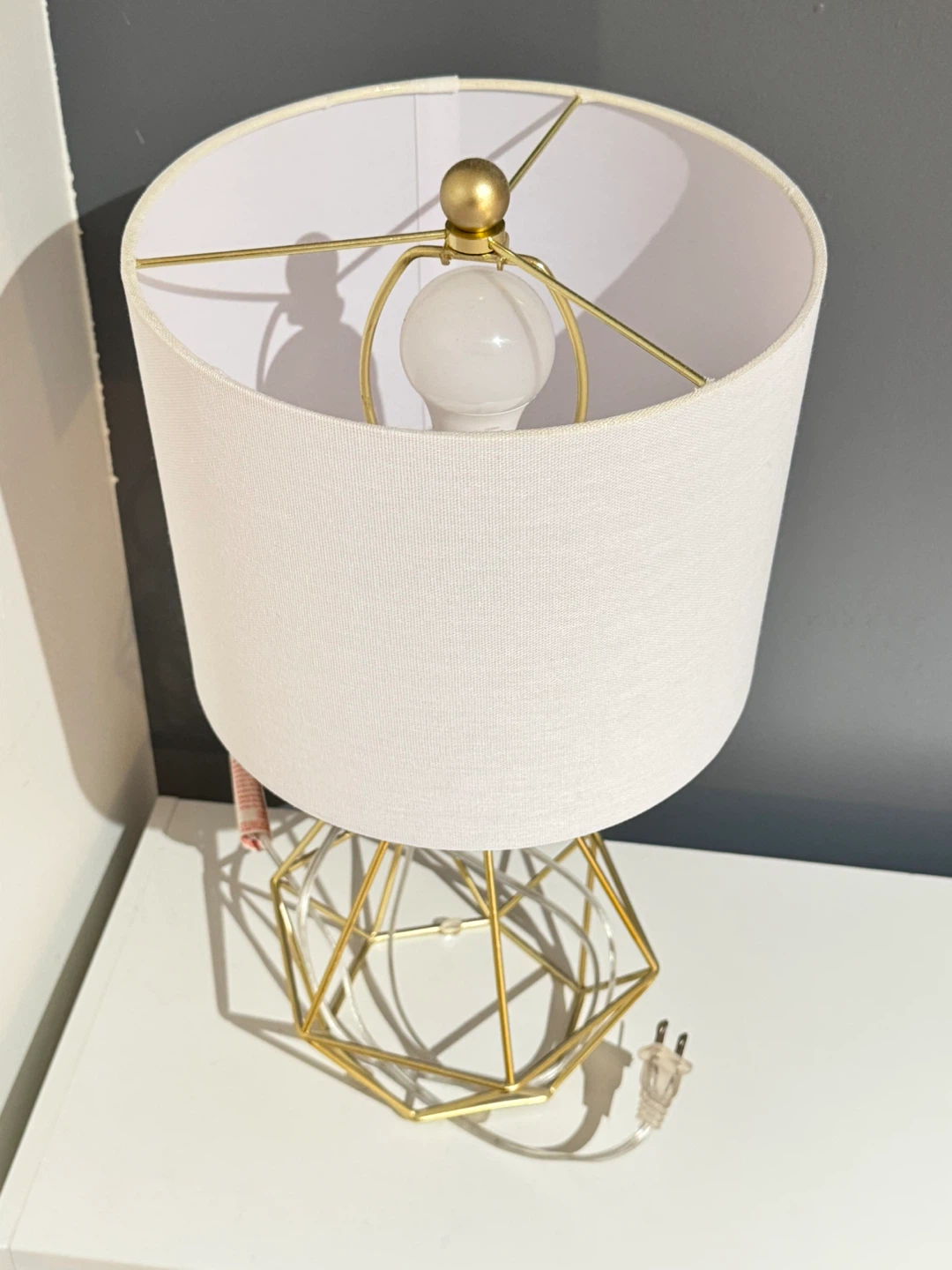 Gold Geometric Table Lamp with White Shade - photo 2