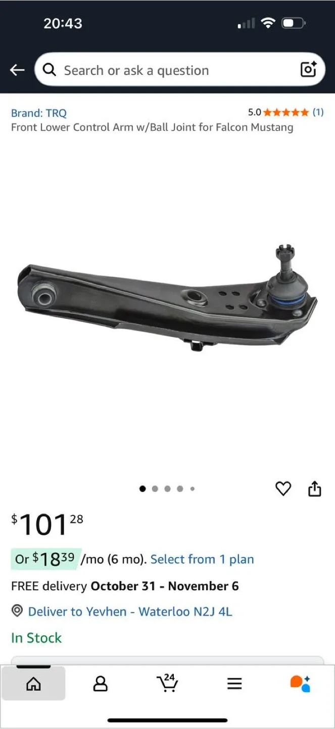 TRQ Front LowerControlArm w/Ball Joint–Ford Falcon/Must 1964/66 image indicator(4)