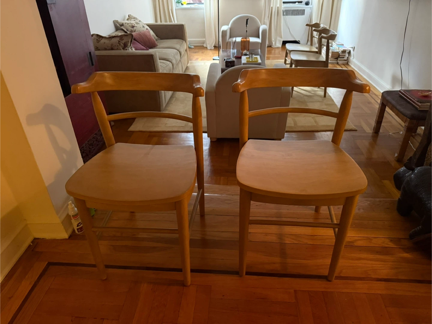 4 Curved Wooden Dining Chairs