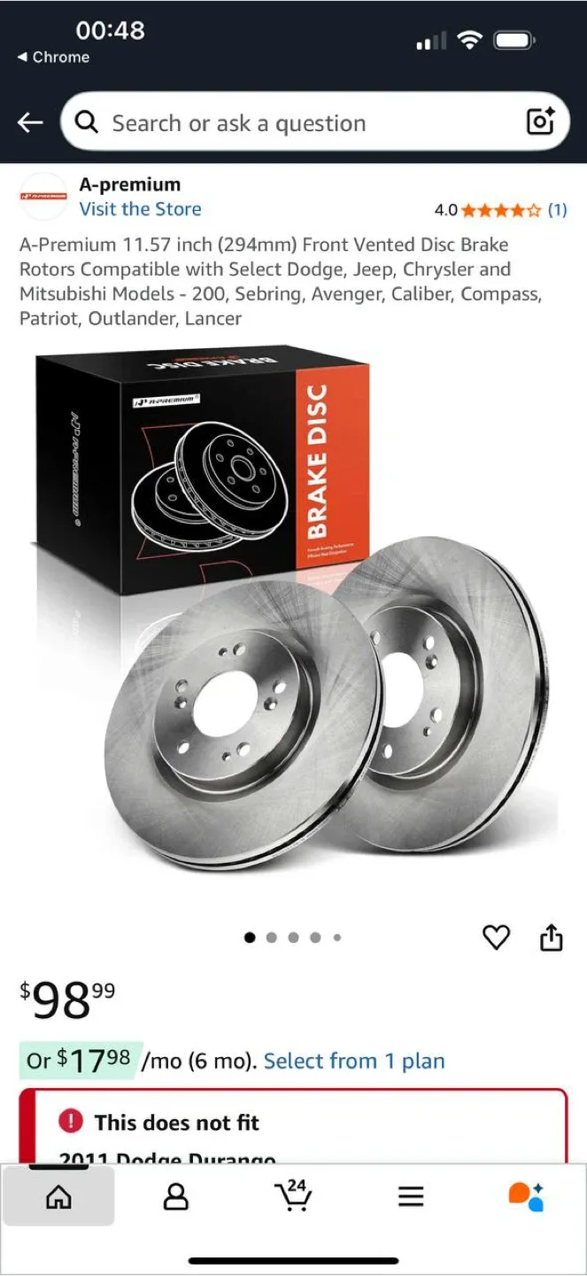 A-Premium Front Brake Rotors 11.57” (294mm) – Fits Dodge, Jeep image indicator(2)