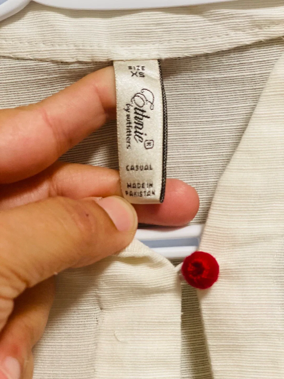 Ethnic by Outfitters Embroidered White Tunic Top- XS (wide) image indicator(8)