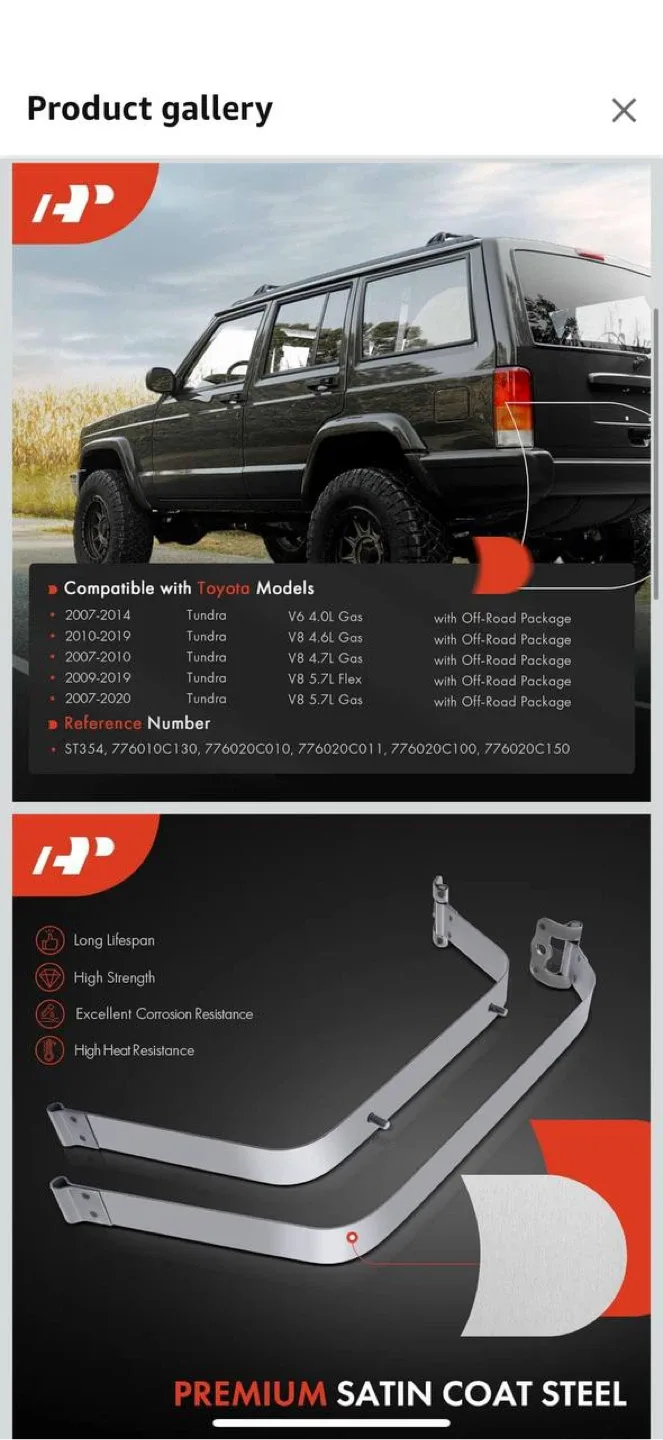 A-Premium Fuel Tank Straps  (Set of 2) – Fits Toyota Tundra 2007 image indicator(2)