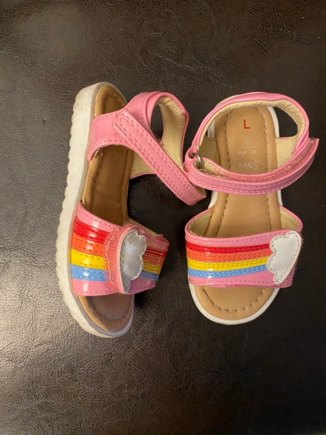 M&S Pink Rainbow Sandals - Size 6 (Toddler) image indicator(2)