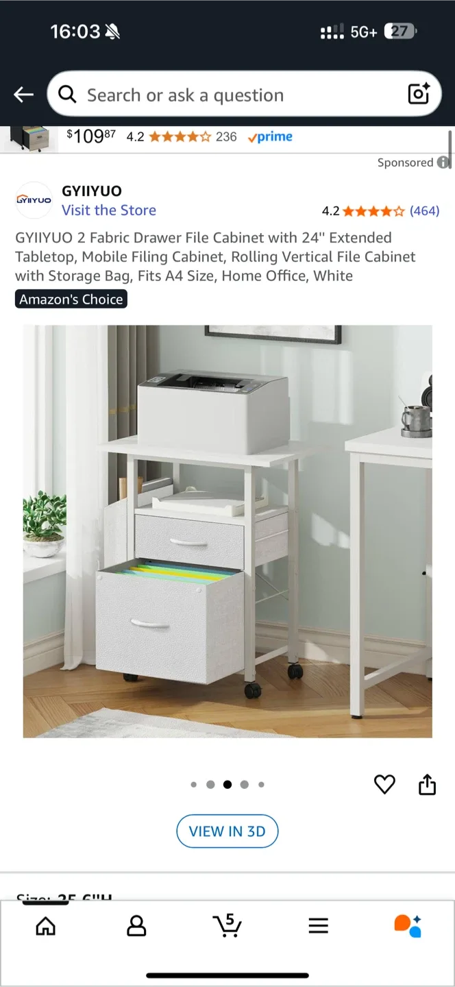 Gyiiyuo Rolling File Cabinet - New in Box! image indicator(2)