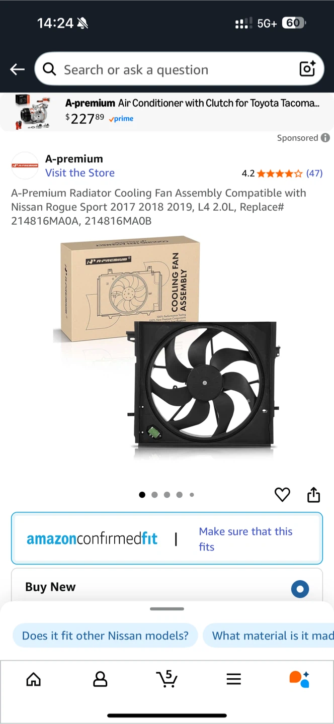 A-Premium Radiator Cooling Fan Assembly for Nissan Rogue Sport