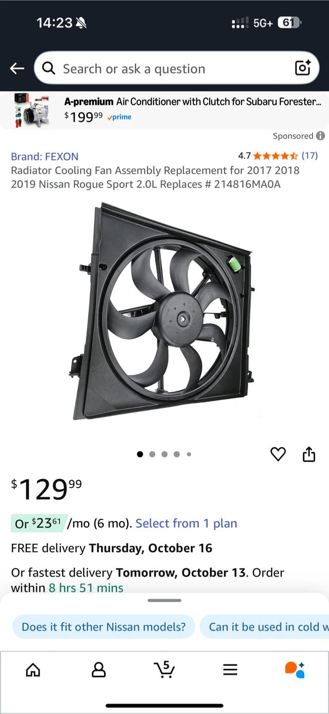 A-Premium Radiator Cooling Fan Assembly for Nissan Rogue Sport - photo 2