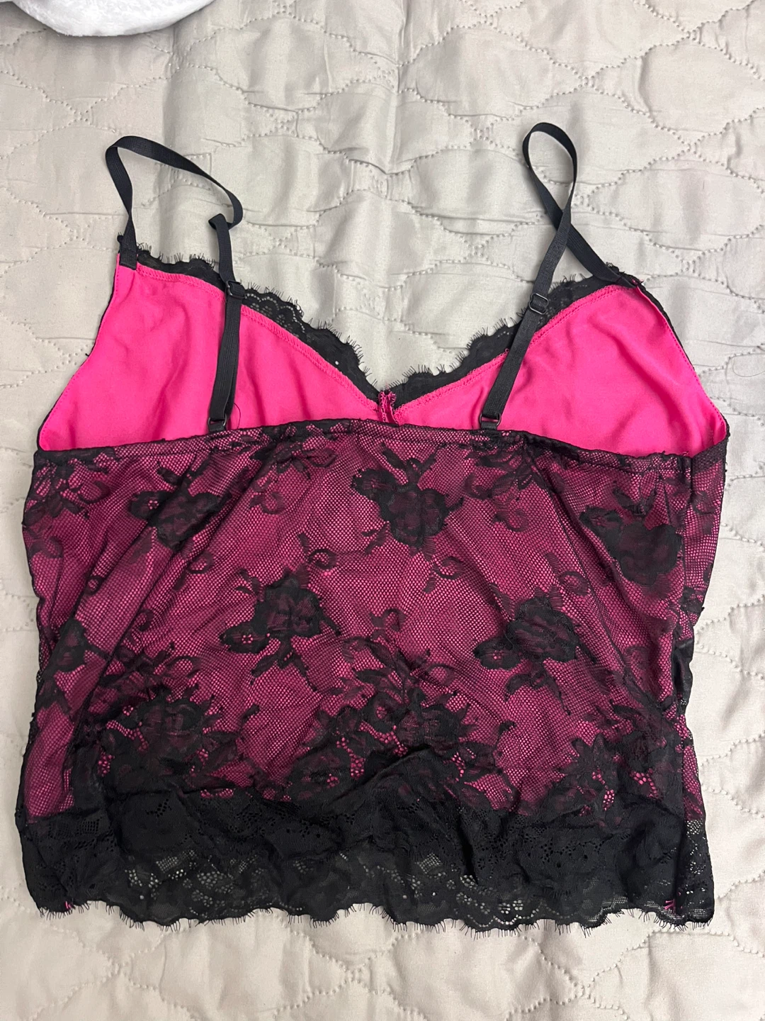 Pink & Black Lace Cami Top - photo 2