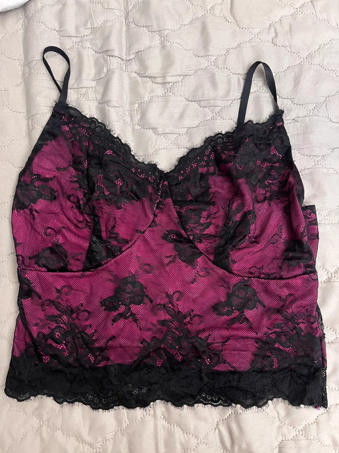 Pink & Black Lace Cami Top