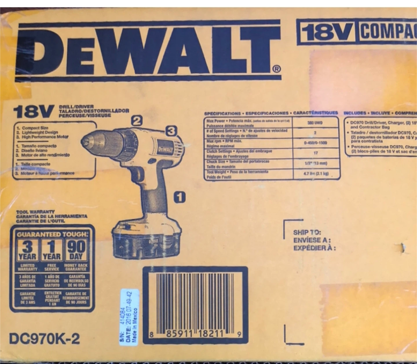 DeWalt 18V Compact Drill/Driver Kit DC970K-2 - photo 2