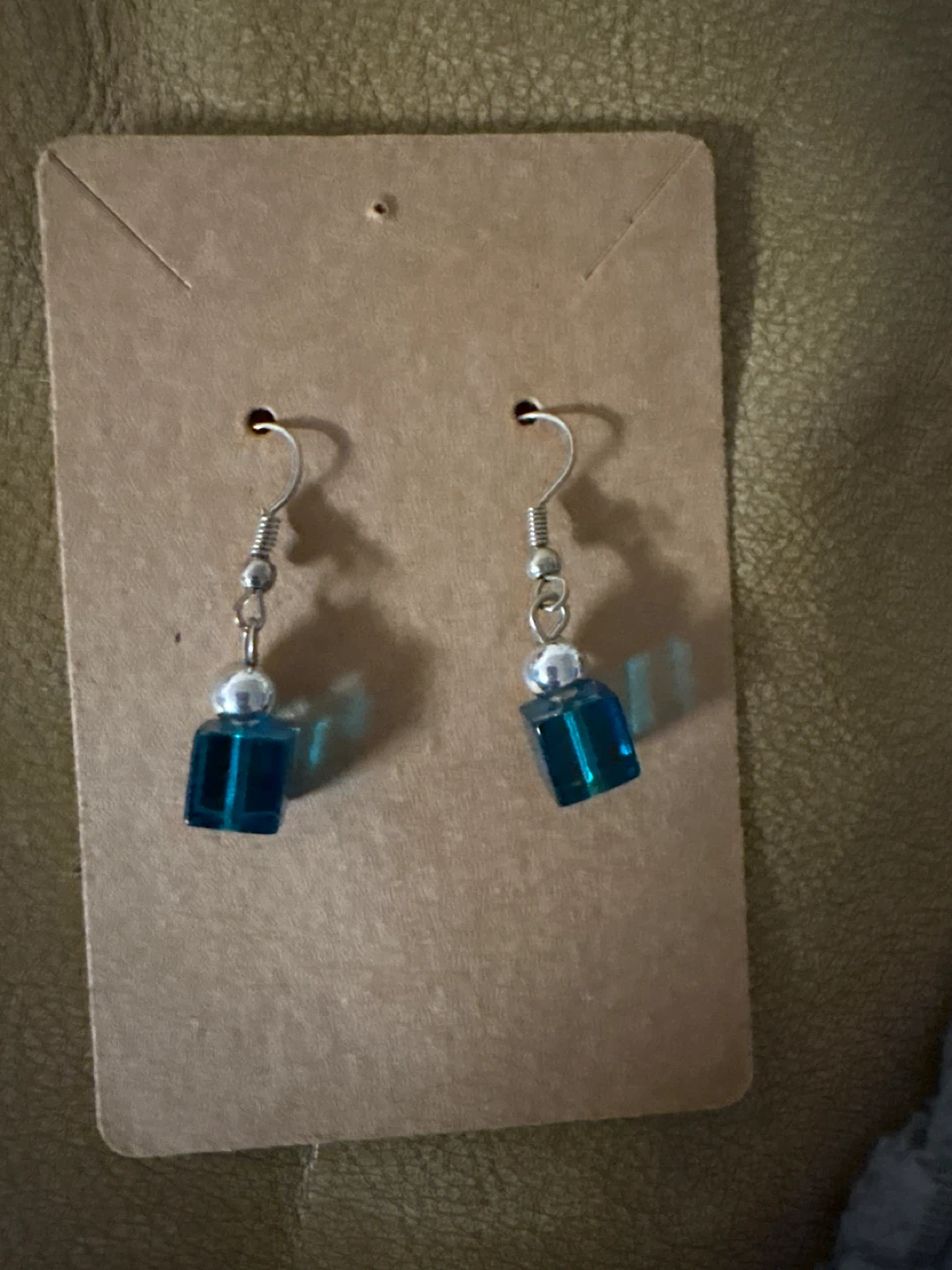 Blue Cube Dangle Earrings