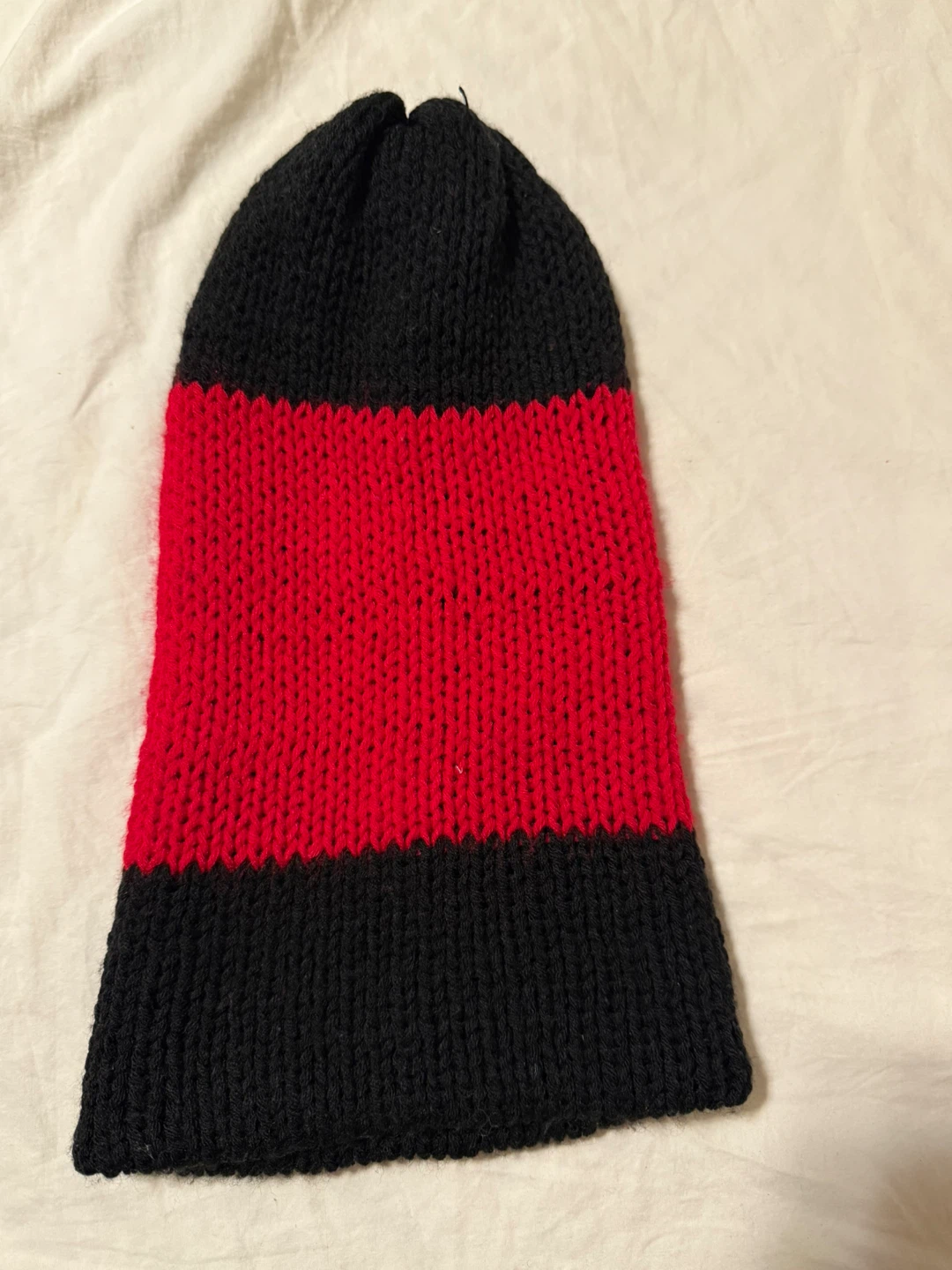 Hand-Knitted Balaclava - Red and Black