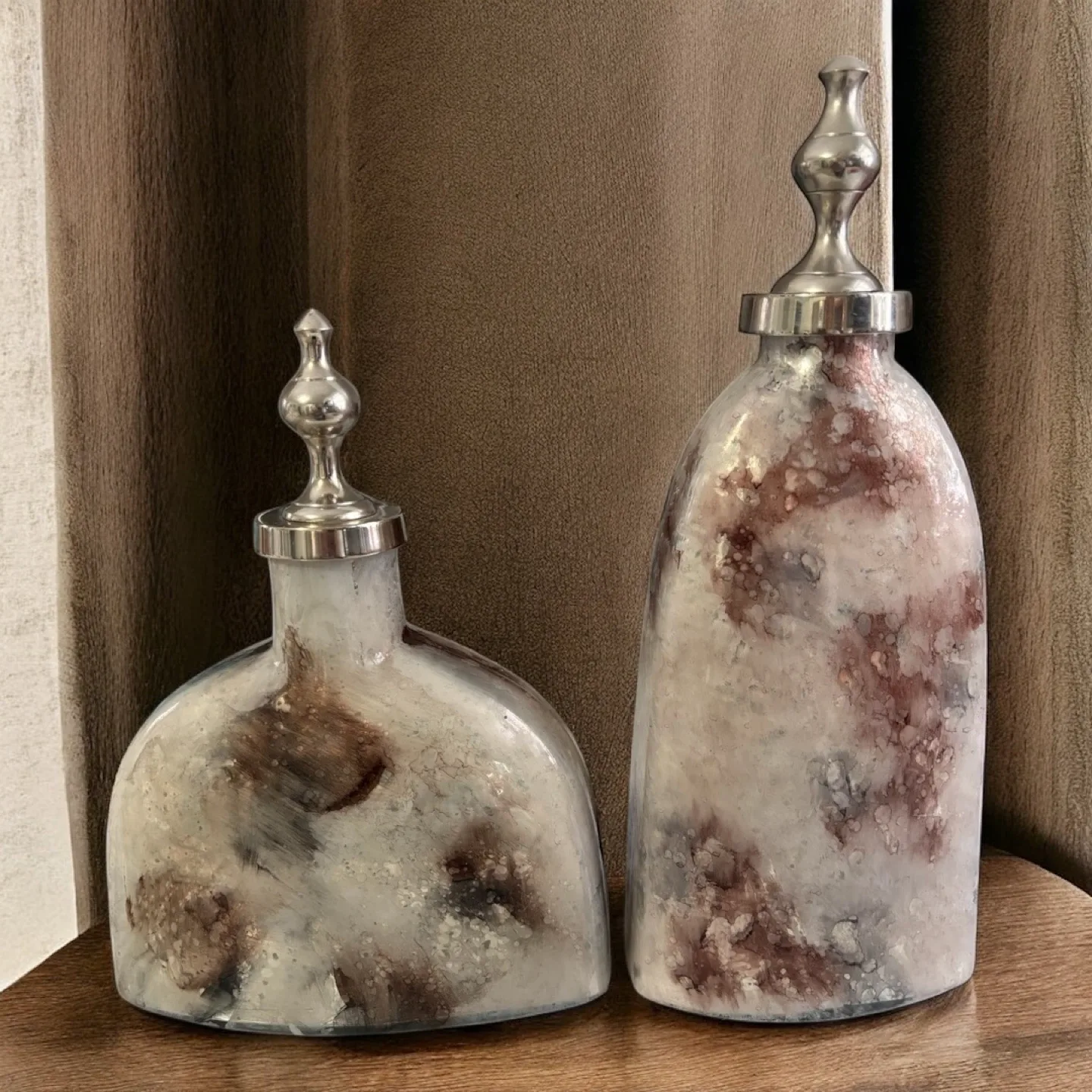 Home Decorative 2 Large Mercury Glass Bottles image indicator(2)