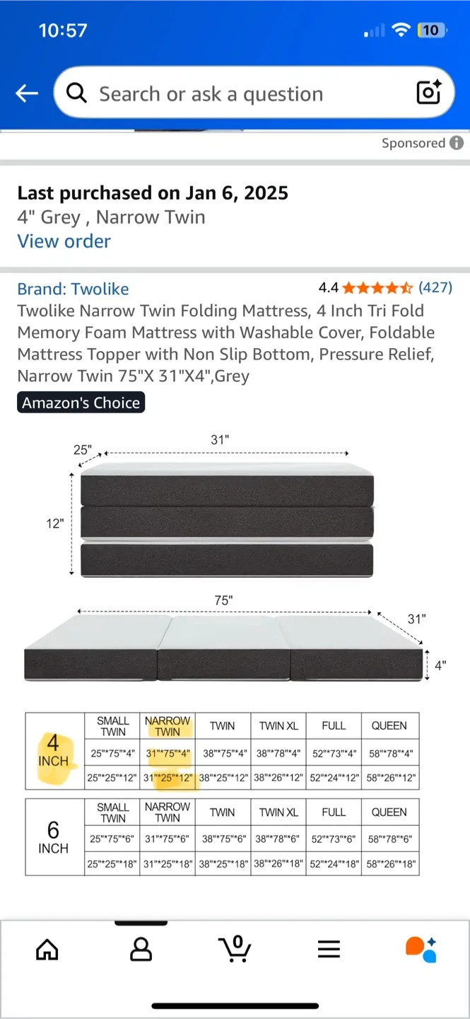 Folding Mattress - Narrow Twin (Single) image indicator(4)