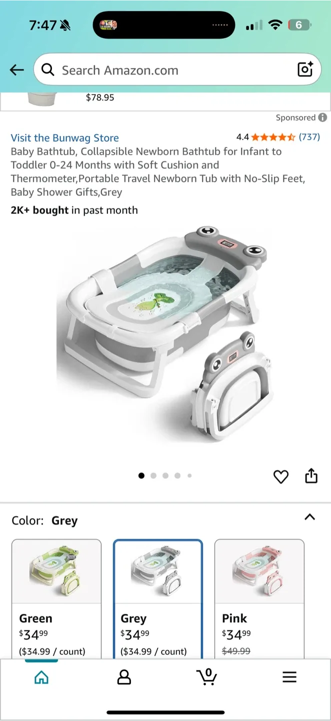 Bunwag Collapsible Newborn Bathtub - Grey thumbnail