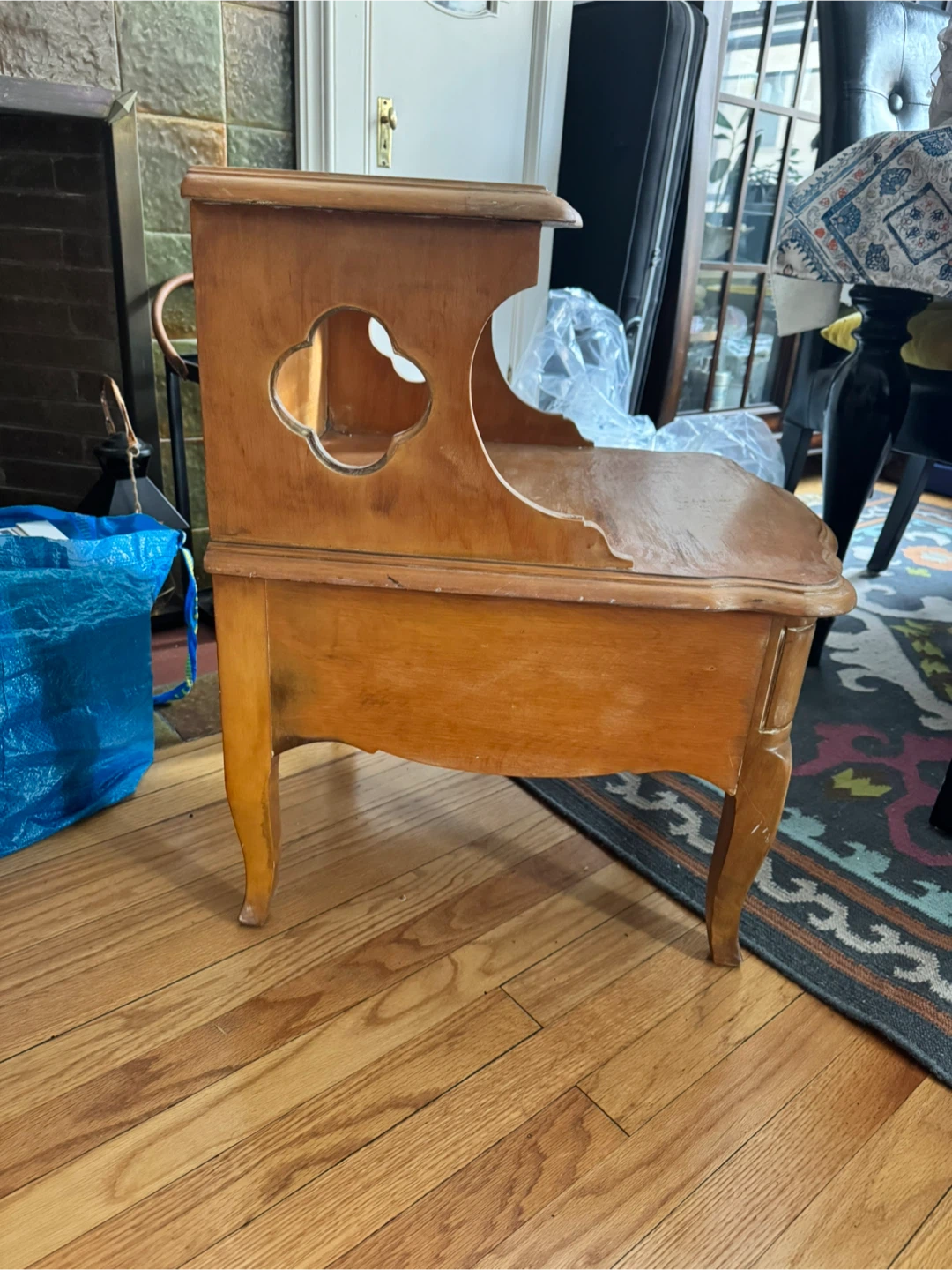 Vintage Wooden Side Table with Drawer
