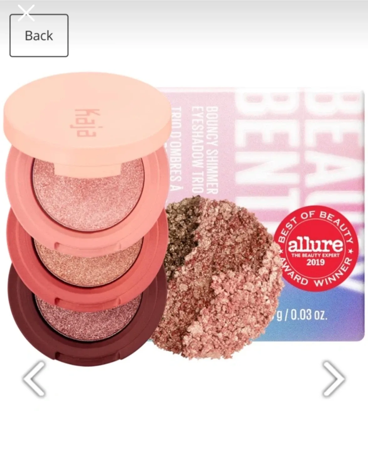 New Kaja Beauty Bento Bouncy Shimmer Eyeshadow Trio thumbnail