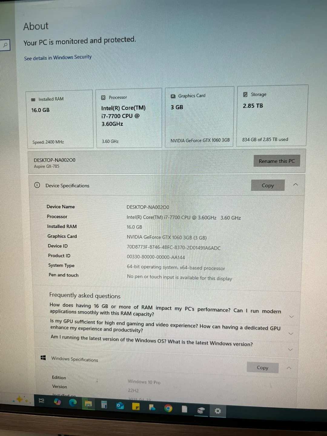 Acer Aspire GX-785 Desktop PC image indicator(2)
