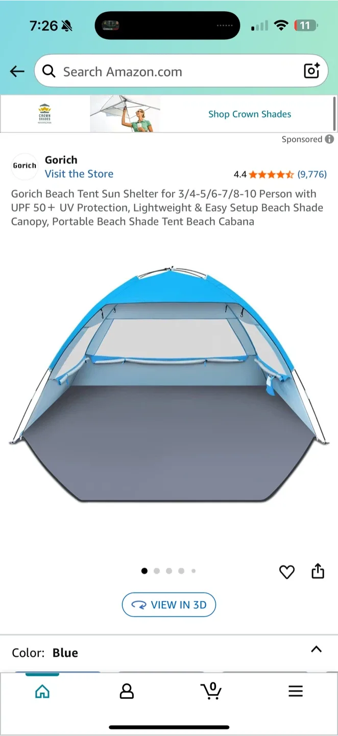 Gorich Beach Tent Sun Shelter, Blue thumbnail