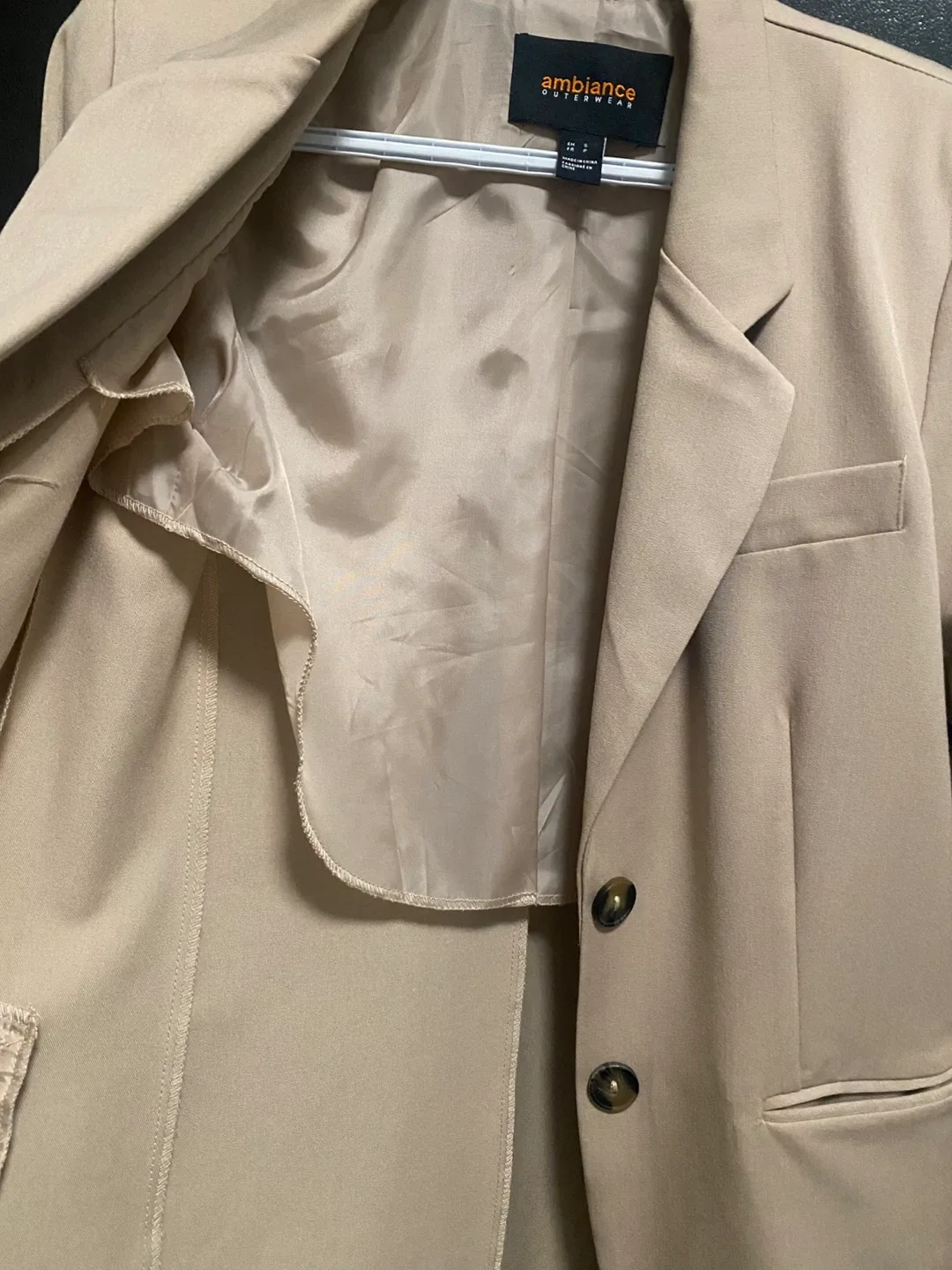 Ambiance Outerwear Beige Blazer - Size Small image indicator(6)