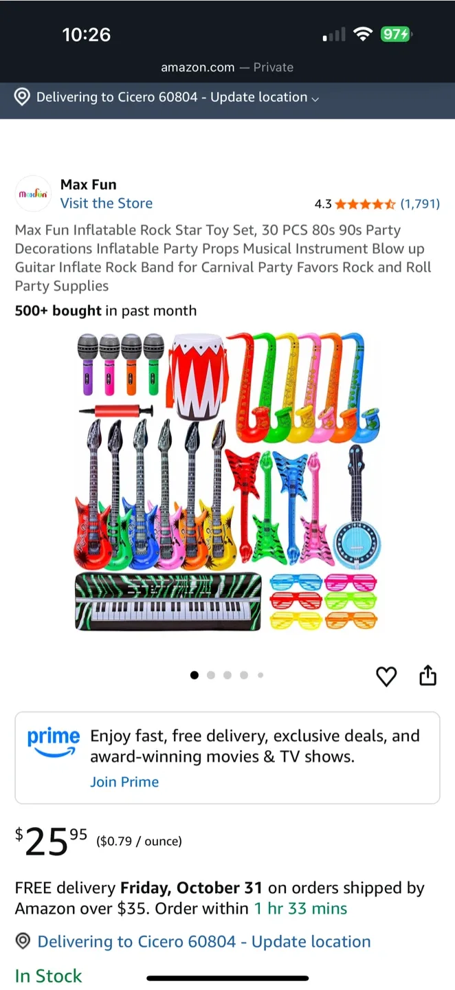 Max Fun Inflatable Rock Star Toy Set - 30 PCS thumbnail