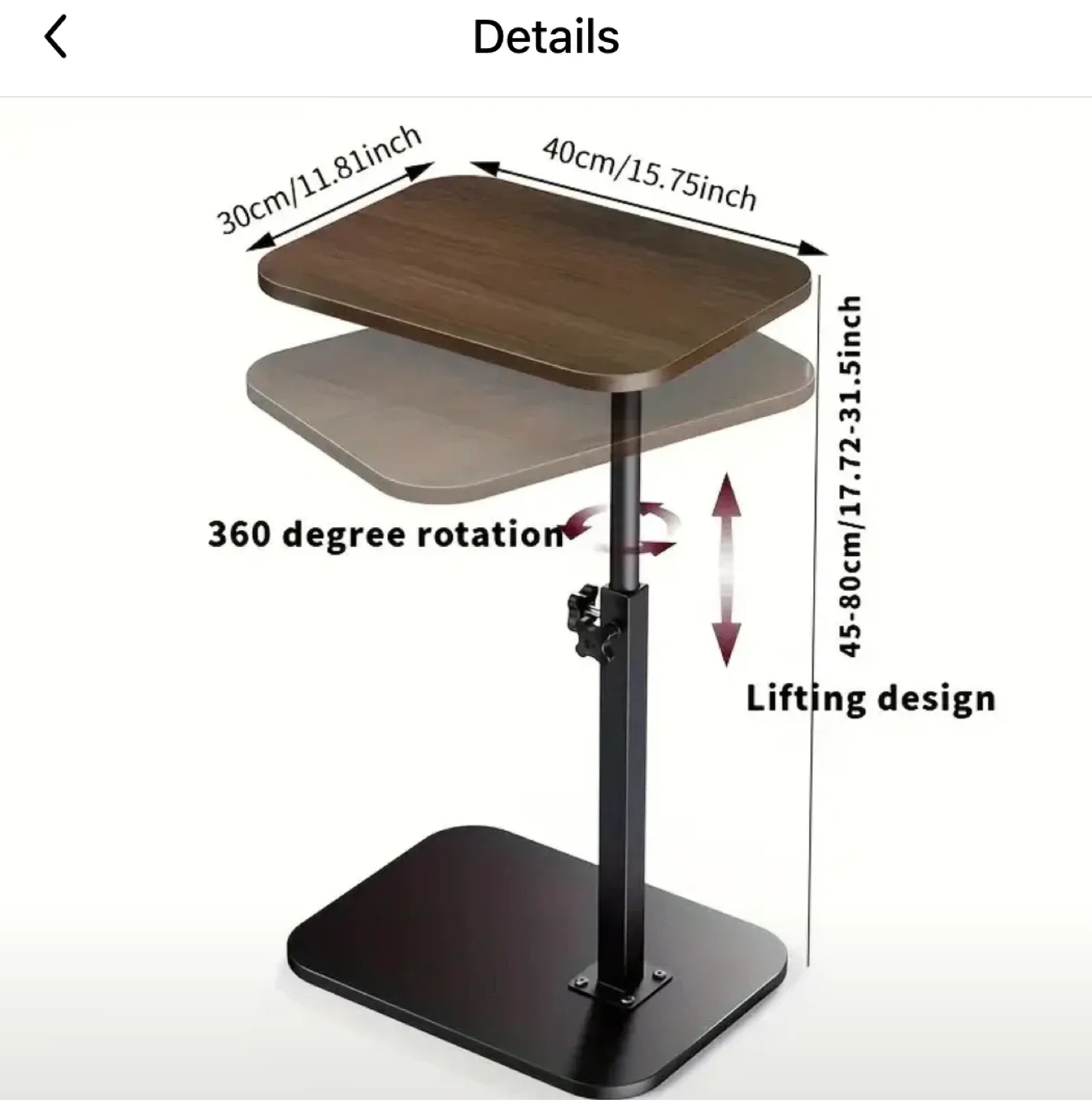 360-degree rotation Adjustable Height End Table image indicator(4)